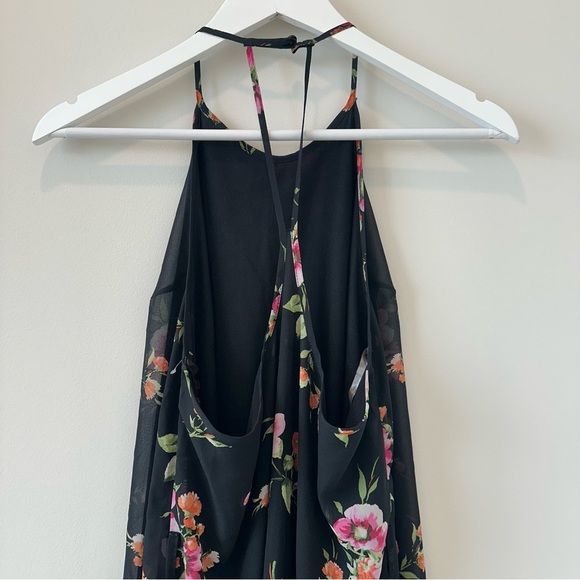 Love Tree Black Floral Halter Mini Dress Sundress Summer Cocktail Resortwear - Picture 12 of 12
